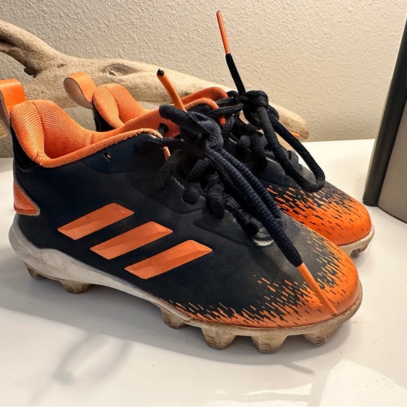 Adidas Little Boys Baseball Cleats - Blue and Orange - Picture 1 of 5